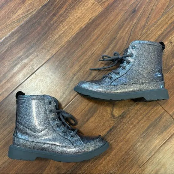 UGG Robley Glitter Grey Sparkle Combat Boots