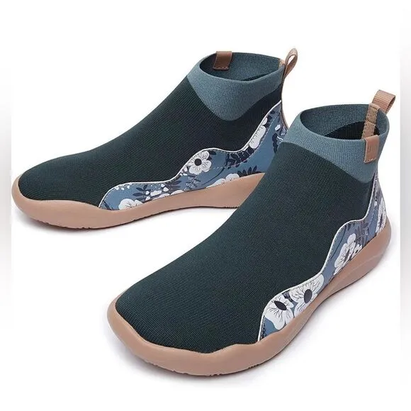 UIN Women's Shoes High Top Knitted Boots Sneaker (Belle De Nuit-agate Green)133