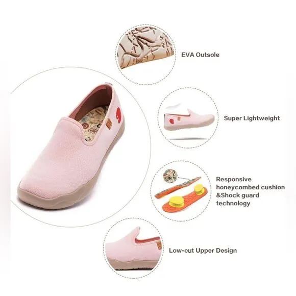 UIN Women's Slip Ons Comfort Walking Flats Casual Travel Shoes (Barcelona Pink)