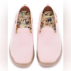 UIN Women's Slip Ons Comfort Walking Flats Casual Travel Shoes (Barcelona Pink)