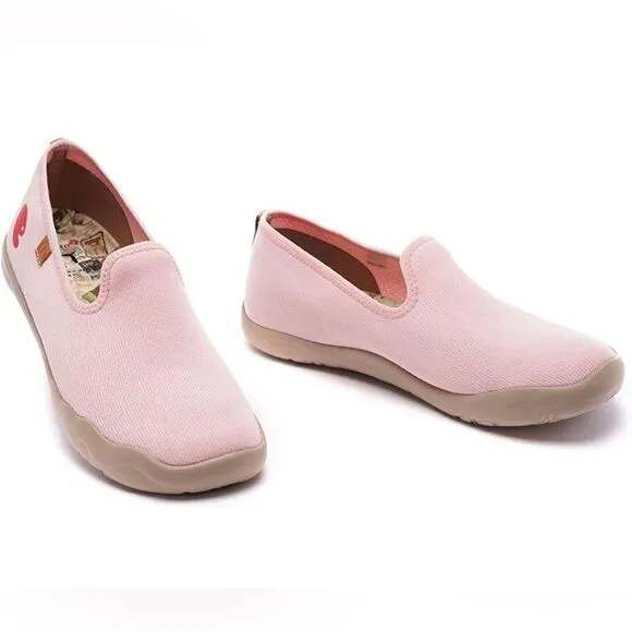 UIN Women's Slip Ons Comfort Walking Flats Casual Travel Shoes (Barcelona Pink)