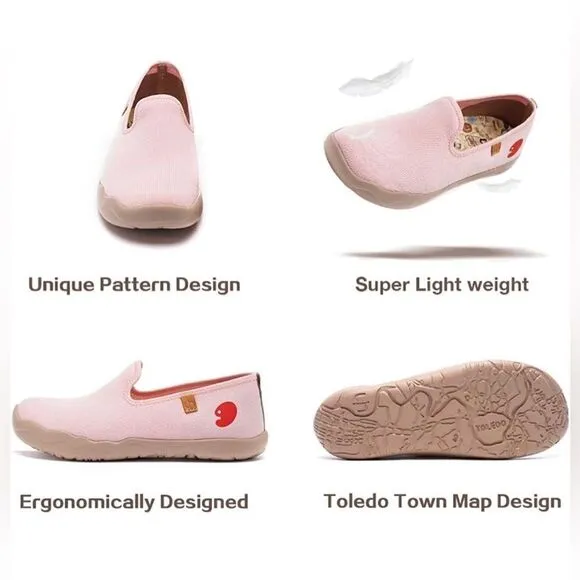 UIN Women's Slip Ons Comfort Walking Flats Casual Travel Shoes (Barcelona Pink)