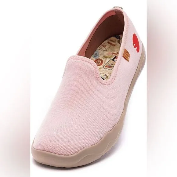 UIN Women's Slip Ons Comfort Walking Flats Casual Travel Shoes (Barcelona Pink)