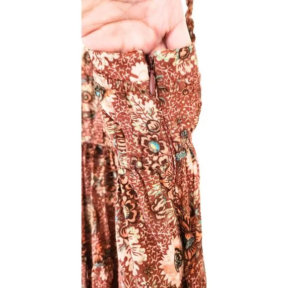 Ulla Johnson Dress Midi Floral Pink Orange Cotton Cordelia Tie Strap Rosebud Sz4