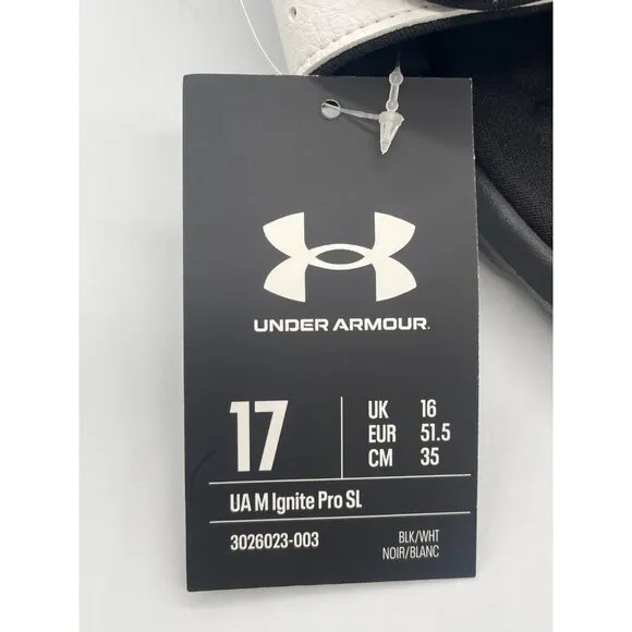 Under Armour Ignite Pro 3026023-003 Mens US 17 Slide Sandals Black White Slip On