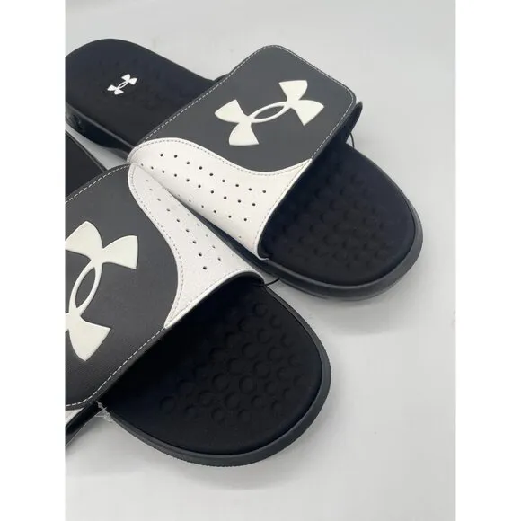 Under Armour Ignite Pro 3026023-003 Mens US 17 Slide Sandals Black White Slip On