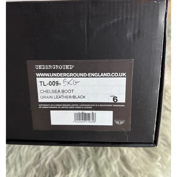 Underground England Chelsea Boots - Black Leather UK Size 6