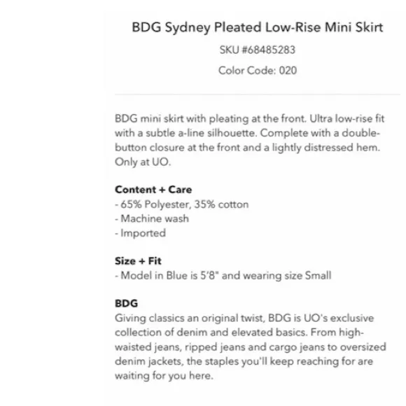 Urban Outfitters BDG Sydney Low Rise Tomboy Denim Skirt L Clueless Preppy