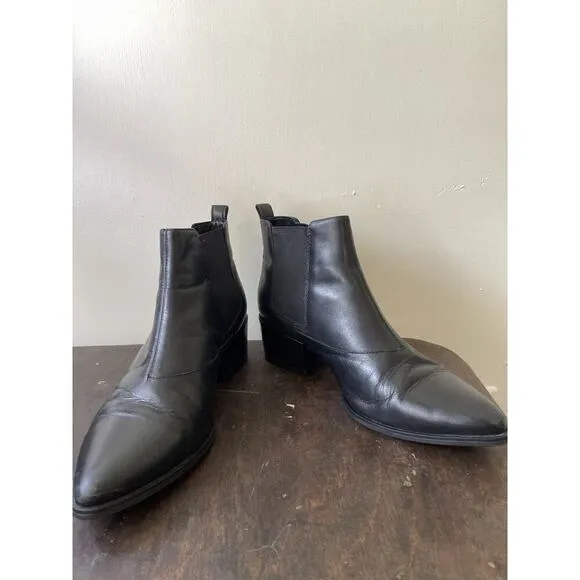 Vagabond Marja Black Pointed Toe Leather Chelsea Booties Pull On Size 42 EU /9