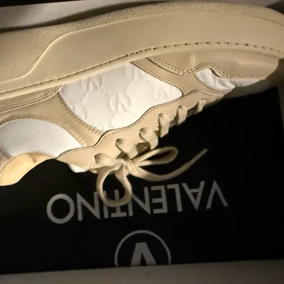 Valentino Beige and White Platform Sneakers