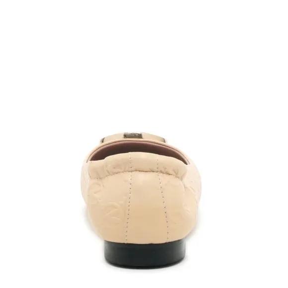 Valentino Beige Flats with Gold Logo New with dust bag/box $479