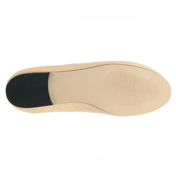 Valentino Beige Flats with Gold Logo New with dust bag/box $479