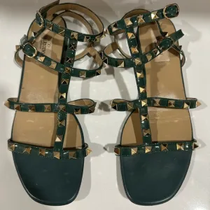 Valentino Caged Rockstud Green Sandals 38.5