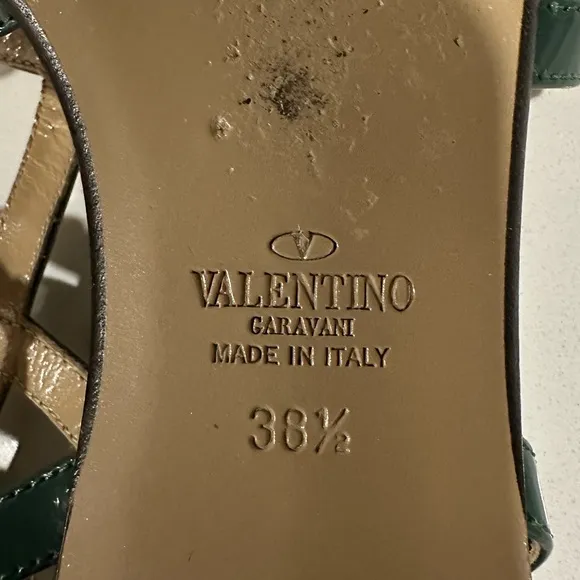 Valentino Caged Rockstud Green Sandals 38.5