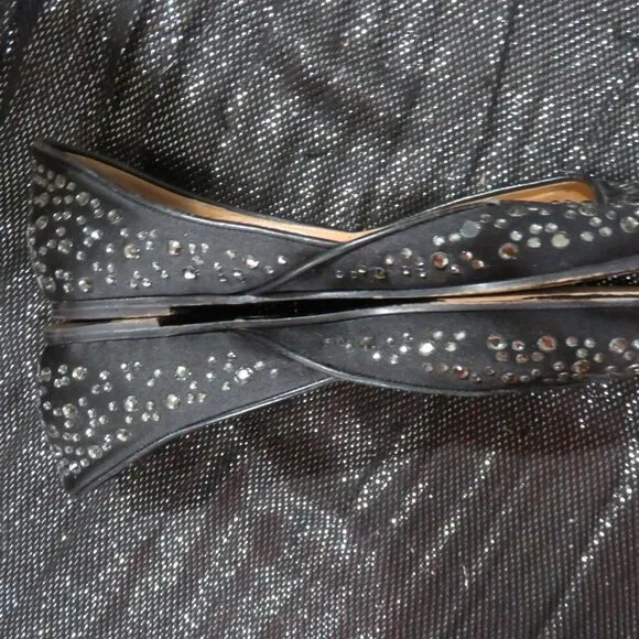VALENTINO GARAVANI Black Rhinestone Embellished Ballet Flats driving loafers