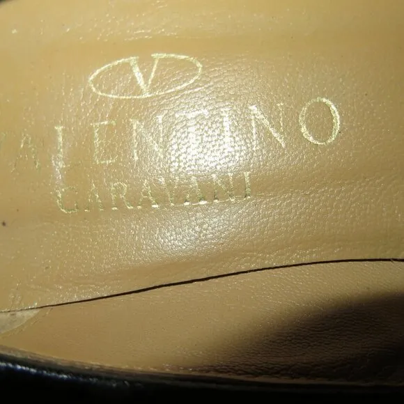 VALENTINO GARAVANI Black Rhinestone Embellished Ballet Flats driving loafers