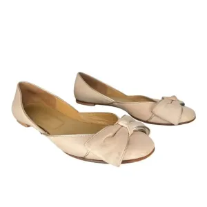 Valentino Garavani Flats Bow BalletCore Beige Elegant Flats Leather SIZE 37.5