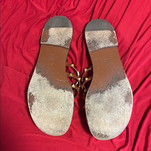 Valentino Garavani Tan Rockstud Sandals