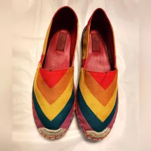 Valentino Limited Edition Collection Rainbow Canvas Espadrilles Size 38