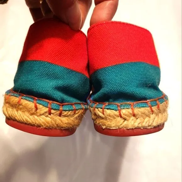 Valentino Limited Edition Collection Rainbow Canvas Espadrilles Size 38