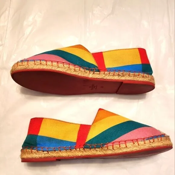 Valentino Limited Edition Collection Rainbow Canvas Espadrilles Size 38