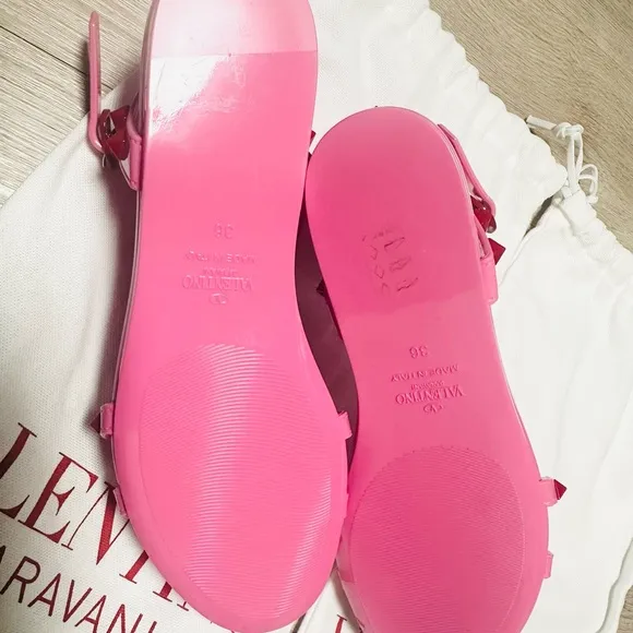 Valentino Women's Rockstud Ankle Strap Rubber Sandals - size 36 Brand New
