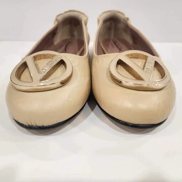 VALENTINO BY MARIO VALENTINO Calliope Monogram Leather Ballet Flats
