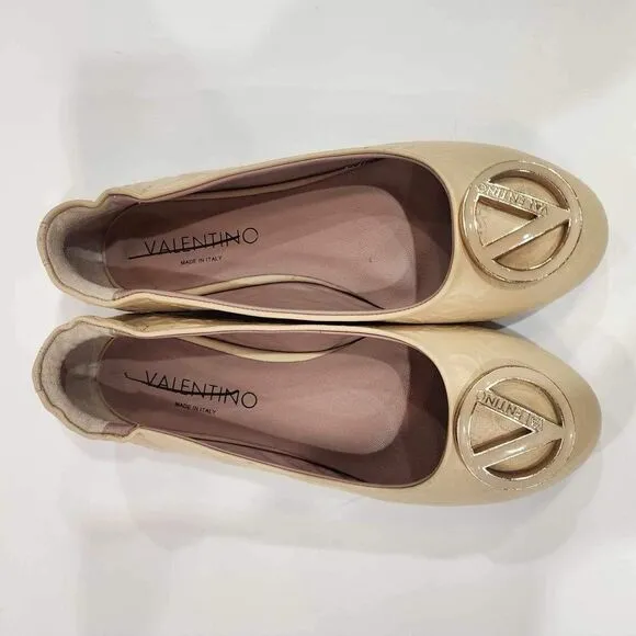 VALENTINO BY MARIO VALENTINO Calliope Monogram Leather Ballet Flats