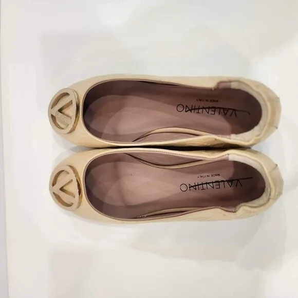 VALENTINO BY MARIO VALENTINO Calliope Monogram Leather Ballet Flats