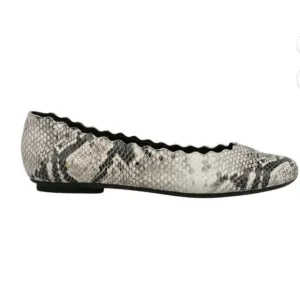 Van Eli Sancia Scalloped Leather Snake Print flats