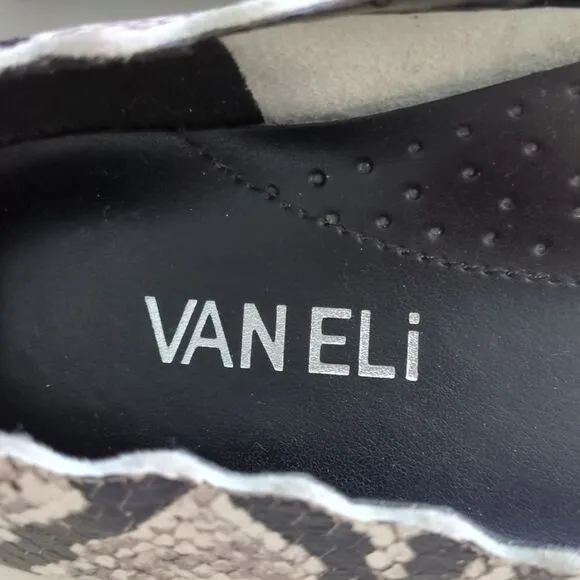 Van Eli Sancia Scalloped Leather Snake Print flats