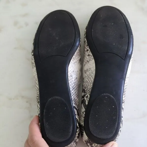 Van Eli Sancia Scalloped Leather Snake Print flats