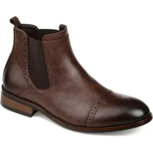 Vance Co. Mens Brown Toe Cap Faux Leather Chelsea Boots New