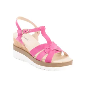 VANELI Fuschia Suede Carly T-strap Cage Platform Sandals