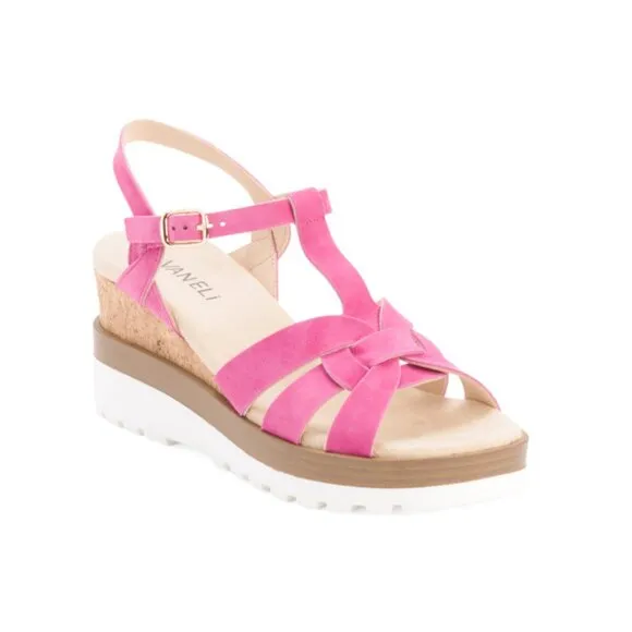 VANELI Fuschia Suede Carly T-strap Cage Platform Sandals