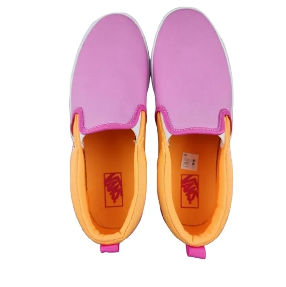 Vans Asher Platform Color Block Fuchsia Slip-On Sneakers