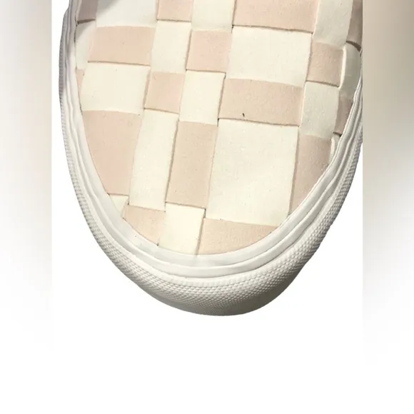 Vans Authentic Stackform Woven Check White &amp; Pink Platform Sneakers size 9 new