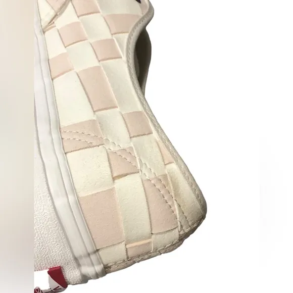 Vans Authentic Stackform Woven Check White &amp; Pink Platform Sneakers size 9 new