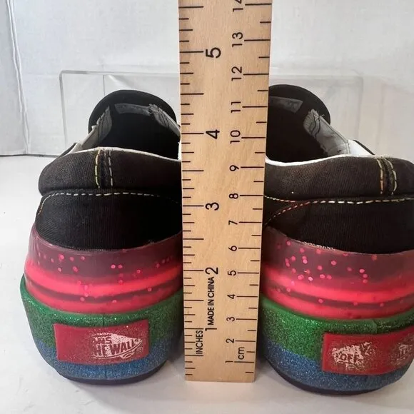 Vans Black Multicolor Glitter Stacked platform Sneakers Size 5.5 W / 4 M