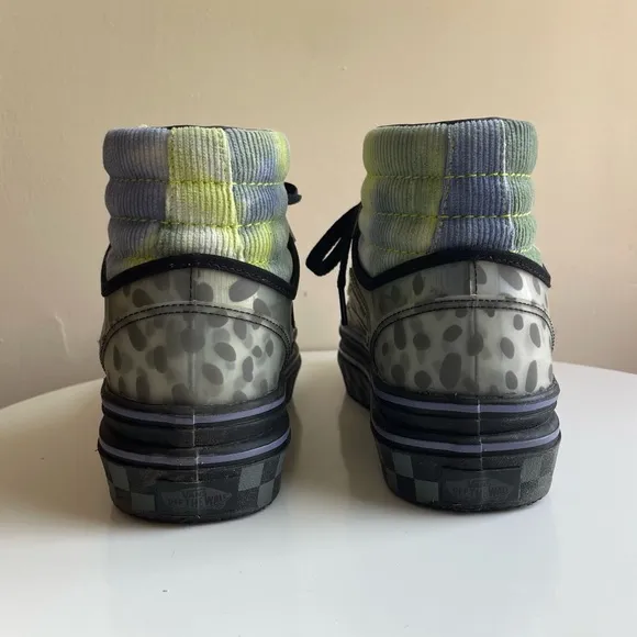 Vans Comfy Cush Platform Blue Green Corduroy &amp; Clear Cheetah Sneakers Size 8.5