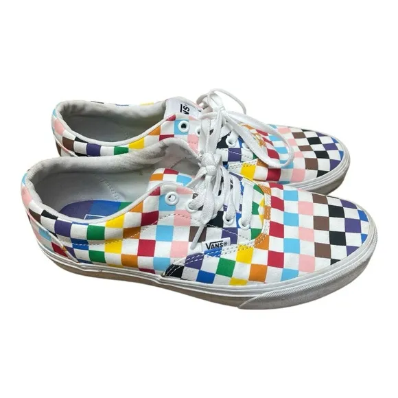 Vans Doheny Pride Checkerboard White Rainbow Low Top Skate Sneakers Size 8.5