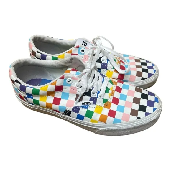 Vans Doheny Pride Checkerboard White Rainbow Low Top Skate Sneakers Size 8.5