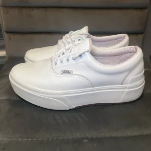 Vans Era Stacked  White Leather Platform Sneakers Size 8 Women’s