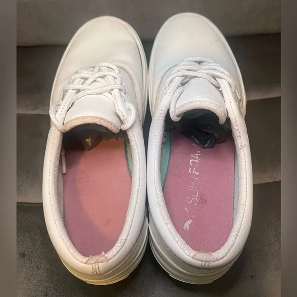 Vans Era Stacked  White Leather Platform Sneakers Size 8 Women’s