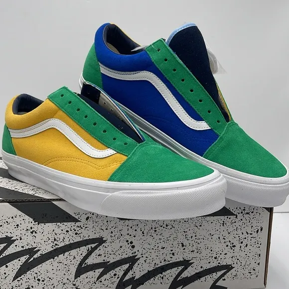 Vans Men’s Colorful Low-Top Sneakers 0g Old Skool LowOff The Wall Green/Yellow
