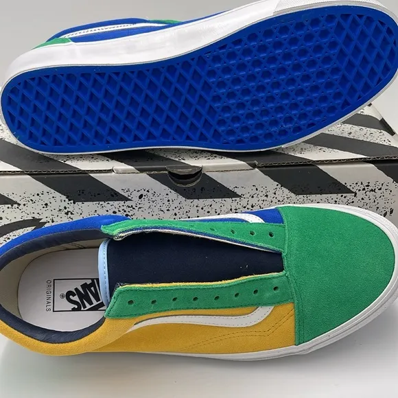 Vans Men’s Colorful Low-Top Sneakers 0g Old Skool LowOff The Wall Green/Yellow