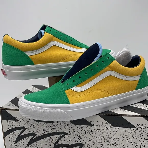 Vans Men’s Colorful Low-Top Sneakers 0g Old Skool LowOff The Wall Green/Yellow