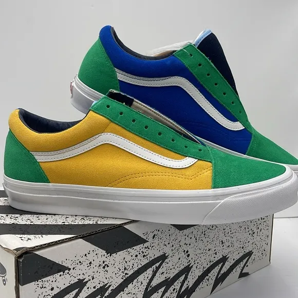 Vans Men’s Colorful Low-Top Sneakers 0g Old Skool LowOff The Wall Green/Yellow