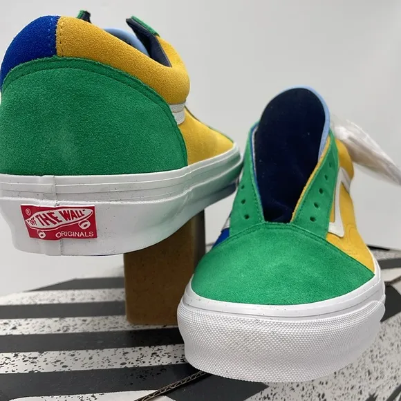 Vans Men’s Colorful Low-Top Sneakers 0g Old Skool LowOff The Wall Green/Yellow