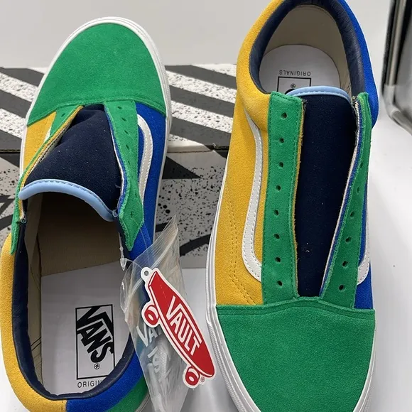 Vans Men’s Colorful Low-Top Sneakers 0g Old Skool LowOff The Wall Green/Yellow